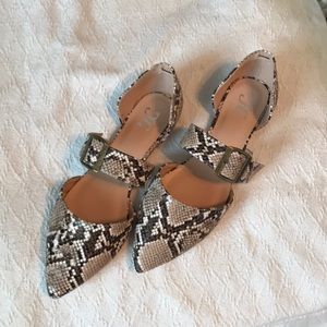 Faux snakeskin flats